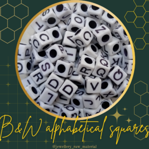Alphabetical beads - B&W squares, Small pack