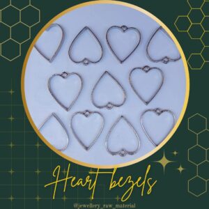 Heart bezels - Silver, Small pack