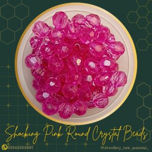 Round Crystal Beads (8mm) - Shocking Pink, Small Pack