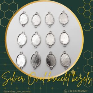 Oval Bracelet Bezels - Silver, Small Pack