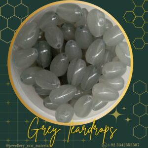 Tear Drop Beads - Grey, Small Pack