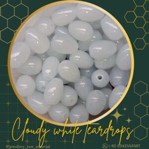 Tear Drop Beads - Cloud White, Small Pack