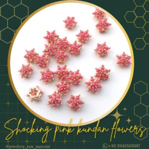 Kundan small flowers - Shocking Pink, Small pack