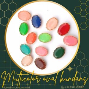 Colored oval kundans(large) - Multicolor, Small pack