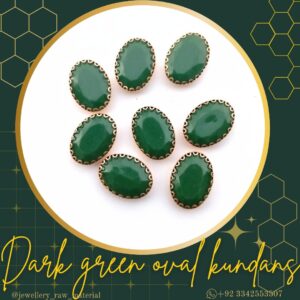 Colored oval kundans(large) - Dark Green, Small pack