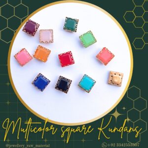 Colored Square Kundans - Multicolor, Discount Pack