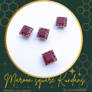 Colored Square Kundans - Maroon, Small pack