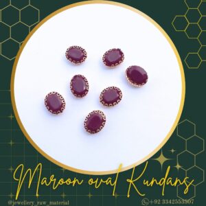 Colored Oval Kundans. - Maroon, Small pack