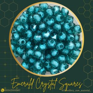 8mm crystal squares - Emerald, Small Pack