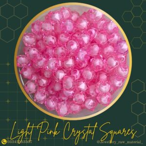 8mm crystal squares - Light Pink, Small Pack