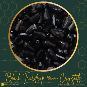 Teardrop 10mm Crystals. - Black