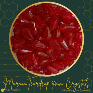 Teardrop 10mm Crystals. - Maroon