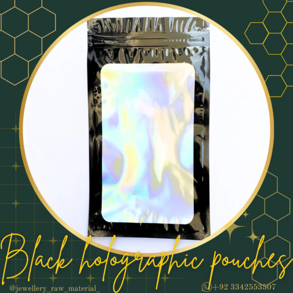 Black holographic pouches