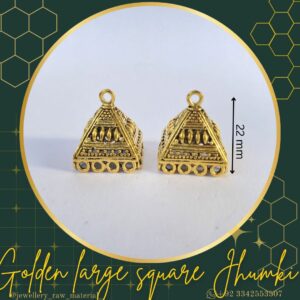 Premium Jhumkis - Golden large square, Small pack
