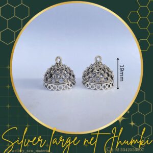Premium Jhumkis - Silver large net, Small pack