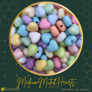 Muted Beads - Medium hearts, Small pack