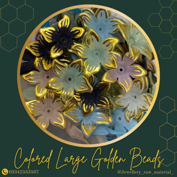Colored Large Golden  Beads