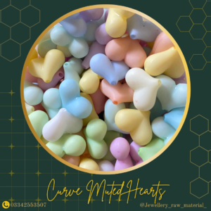 Muted Beads - Curve hearts, Small pack
