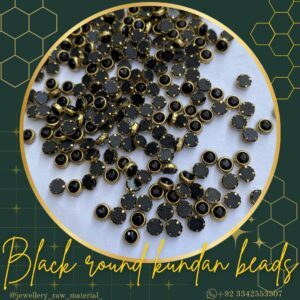 Kundan Beads - Black round