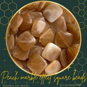 Marble Effect Square Beads - peach, Small pack