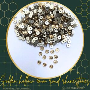 Golden hollow 4mm round rhinestones